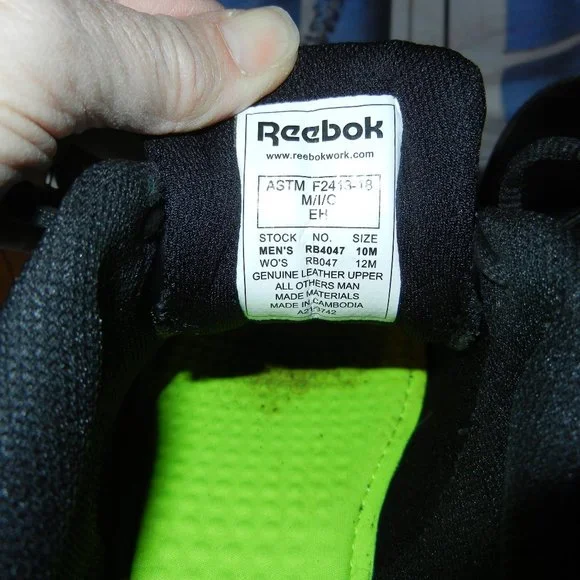 Reebok alloy toe sublite cushion work sneakers, Black Men's 10 Women's 12 - Picture 7 of 7